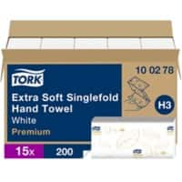 Tork Hand Towels H3 V-fold White 2 Ply 100278 Pack of 15 of 200 Sheets