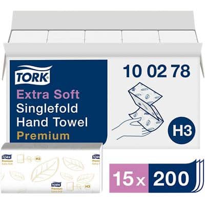 Tork Hand Towels H3 V-fold White 2 Ply 100278 Pack of 15 of 200 Sheets