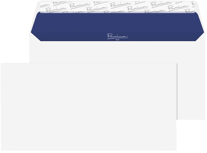 Blake Premium Pure Super White Wove DL 110x220mm Peel and Seel Envelope 120 gsm Pack 500
