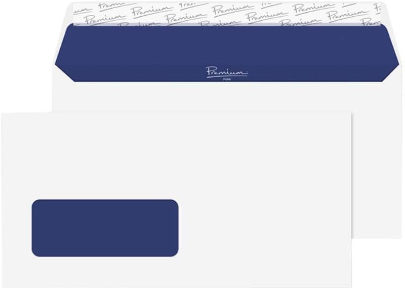 Blake Premium Pure Super White Wove DL 110x220mm Peel and Seel Window Envelope 120 gsm Pack 500