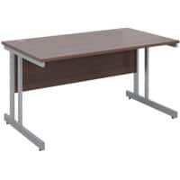 Rectangular Straight Desk with Walnut MFC Top and Silver Frame Cantilever Legs Momento 1400 x 800 x 725 mm