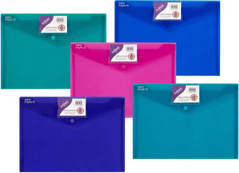 Snopake Document Wallet 14734 A4 PP (Polypropylene) 33 (W) x 24 (H) cm Assorted Pack of 5