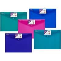 Snopake Document Wallet 14734 A4 PP (Polypropylene) 33 (W) x 24 (H) cm Assorted Pack of 5