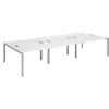 Dams International Rectangular Triple Back to Back Desk with White Melamine Top and Silver Frame 4 Legs Connex 3600 x 1600 x 725mm