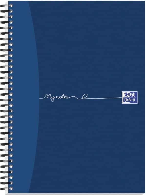 OXFORD Notebook My Notes A4 Ruled Spiral Bound Cardboard Hardback Blue Perforated 200 Pages 100 Sheets Pack of 3