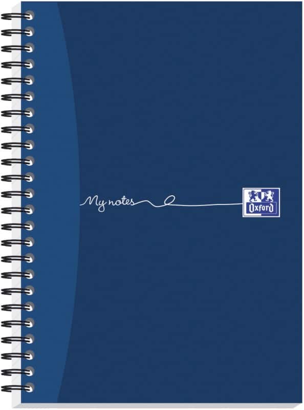 OXFORD Notebook My Notes A5 Ruled Spiral Bound Cardboard Hardback Blue Perforated 200 Pages 100 Sheets Pack of 3
