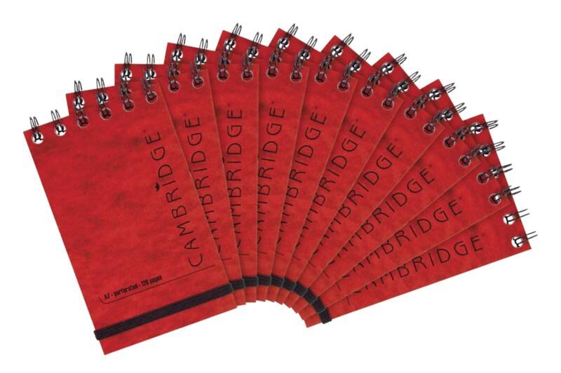 Cambridge Notepad Special format Ruled Spiral Bound Cardboard Red Perforated 120 Pages 60 Sheets Pack of 10