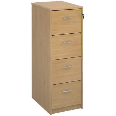 Filing Cabinet Deluxe Executive with 4 Drawers Lockable 480 x 655 x 1360mm Oak