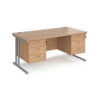 Dams International Premier Desk Beech Silver 6 Drawers 1,600 x 800 mm