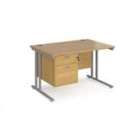 Dams International Premier Desk Oak Silver 2 Drawers 1,200 x 800 mm