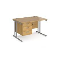 Dams International Premier Desk Oak Silver 3 Drawers 1,200 x 800 mm