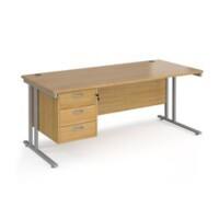 Dams International Premier Desk Oak Silver 3 Drawers 1,800 x 800 mm