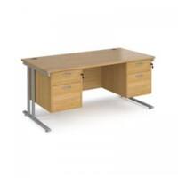 Dams International Premier Desk Oak Silver 4 Drawers 1,600 x 800 mm