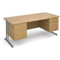 Dams International Premier Desk Oak Silver 4 Drawers 1,800 x 800 mm