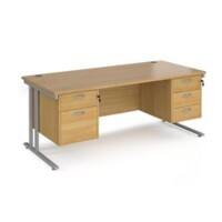 Dams International Premier Desk Oak Silver 5 Drawers 1,800 x 800 mm