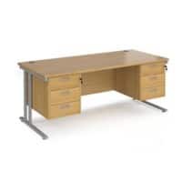 Dams International Premier Desk Oak Silver 6 Drawers 1,800 x 800 mm