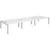Dams International Rectangular Triple Back to Back Desk with White Melamine Top and Silver Frame 4 Legs Connex 4800 x 1600 x 725mm