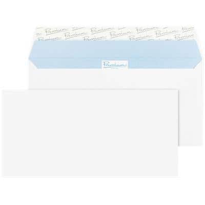 Premium Business Envelopes Plain DL 220 (W) x 110 (H) mm Adhesive Strip Ultra White 120 gsm Pack of 500