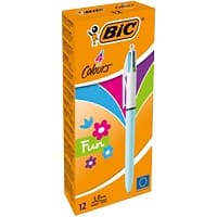 BIC 4 Colours Fun Retractable Ballpoint Pen Medium 0.4 mm Pack of 12