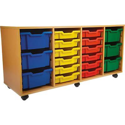 Storage Unit with 24 Trays 1800 x 495 x 789mm Beech & Red