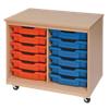 Storage Unit with 12 Trays 900 x 495 x 650mm Beech & Red