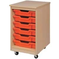 Storage Unit with 6 Trays 450 x 495 x 650mm Beech & Red