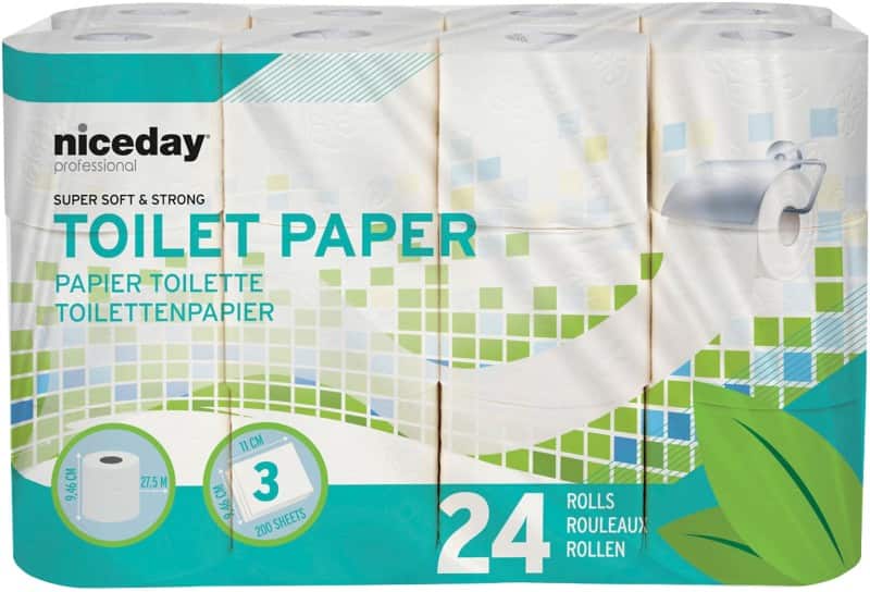 Niceday Professional 3 Ply Toilet Rolls Standard 24 Rolls of 200 Sheets