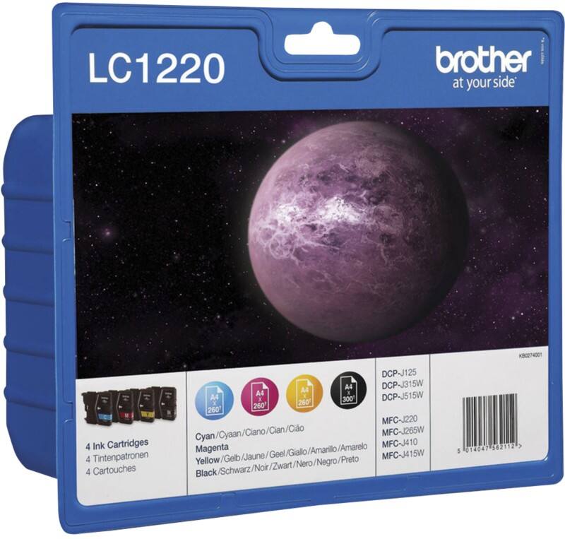 Brother LC1220 Original Ink Cartridge Black, Cyan, Magenta, Yellow Pack of 4 Multipack