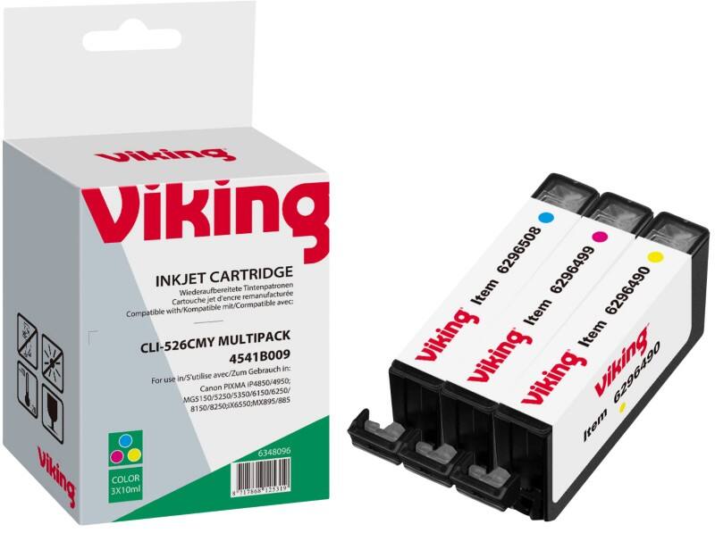Viking CLI-526 Compatible Canon Ink Cartridge Cyan, Magenta, Yellow Pack of 3 Multipack