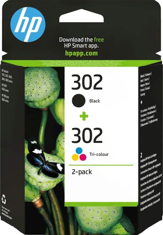 HP 302 Original Ink Cartridge X4D37AE Black, Cyan, Magenta, Yellow Pack of 2 Multipack