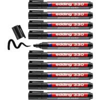 edding 330 Permanent Marker Medium Chisel 1-5 mm Black Refillable Water Resistant Pack of 10