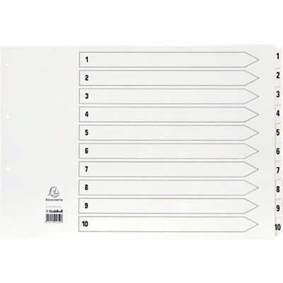 Guildhall Mylar Dividers, White, A3 10 Part 1 10 Numbered Set