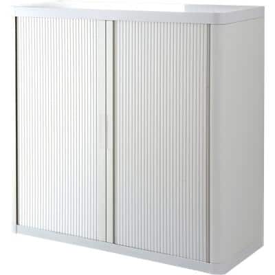 Paperflow Tambour Cupboard Lockable with 2 Shelves Steel & Polystyrene Easy office 1100 x 415 x 1040mm White