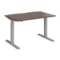 Elev8 Rectangular Sit Stand Single Desk with Walnut Melamine Top and Silver Frame 2 Legs Touch 1200 x 800 x 675 - 1300 mm