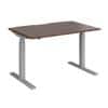 Elev8 Rectangular Sit Stand Single Desk with Walnut Melamine Top and Silver Frame 2 Legs Touch 1200 x 800 x 675 - 1300 mm