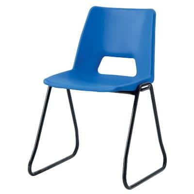 Advanced Furniture Stacking Chair Skid Base Blue Shell Black Frame 430mm Height Pack of 4