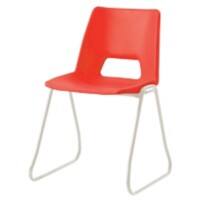Advanced Furniture Stacking Chair Skid Base Red Shell Grey Frame 460mm Height Pack of 4