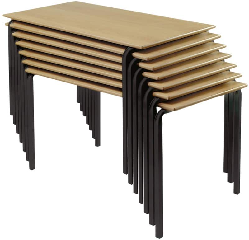 Proform Rectangular Table with Beech Coloured MFC Top and Black Frame Crushbend 1100 x 550 x 640mm Pack of 4