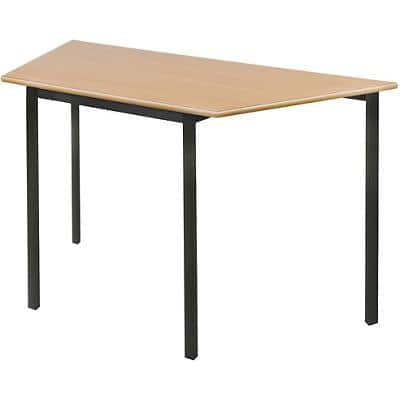 Proform Trapezoidal Fully Welded Table with Beech Coloured MFC Top and Black Frame Crushbend 1100 x 550 x 590mm Pack of 4