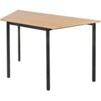 Proform Trapezoidal Fully Welded Table with Beech Coloured MFC Top and Black Frame Crushbend 1100 x 550 x 640mm Pack of 4