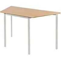 Proform Trapezoidal Fully Welded Table with Beech Coloured MFC Top and Grey Frame Crushbend 1100 x 550 x 760mm Pack of 4
