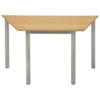 Proform Trapezoidal Table with Beech Coloured MFC Top and Silver Frame 1200 x 600 x 460mm Pack of 4