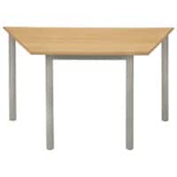 Proform Trapezoidal Table with Beech Coloured MFC Top and Silver Frame 1200 x 600 x 460mm Pack of 4