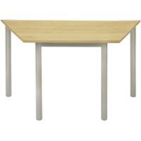 Proform Trapezoidal Table with Beech Coloured MFC Top and Silver Frame 1200 x 600 x 530mm Pack of 4