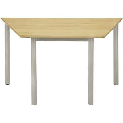 Proform Trapezoidal Table with Beech Coloured MFC Top and Silver Frame 1200 x 600 x 590mm Pack of 4