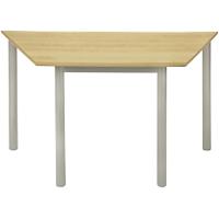 Proform Trapezoidal Table with Beech Coloured MFC Top and Silver Frame 1200 x 600 x 640mm Pack of 4