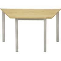 Proform Trapezoidal Table with Beech Coloured MFC Top and Silver Frame 1200 x 600 x 640mm Pack of 4