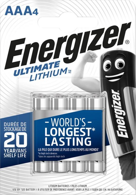 Energizer Battery Ultimate Lithium FR03 AAA 1250 mAh Lithium (Li) 1.5 V Pack of 4