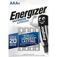 Energizer Battery Ultimate Lithium FR03 AAA 1250 mAh Lithium (Li) 1.5 V Pack of 4
