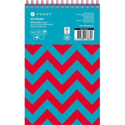 Foray Extreme 125 x 200 mm Wirebound Turquoise Card Cover Reporter's Notepad Ruled 200 Pages Pack of 3